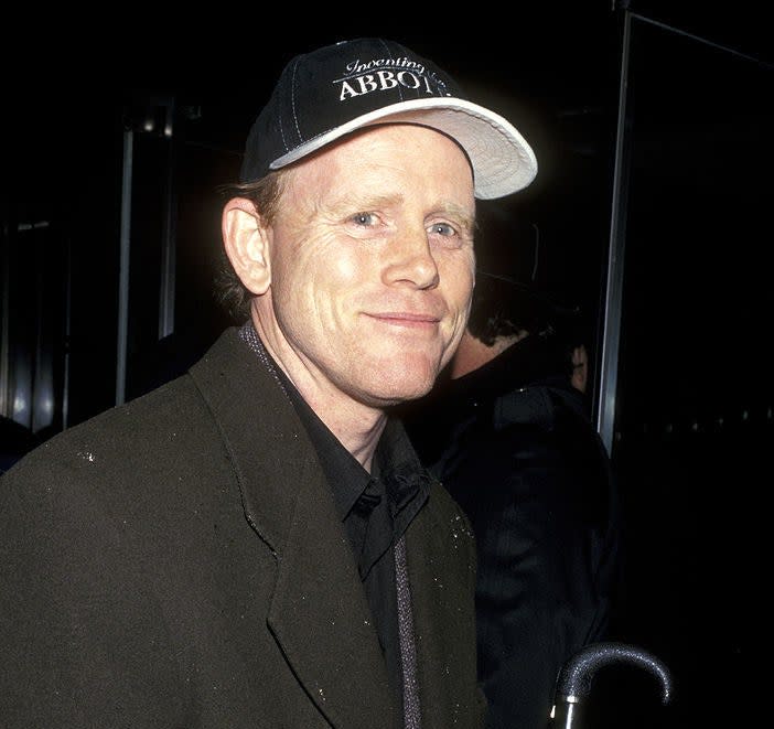 Ron Howard at an event wearing a baseball cap in 1997