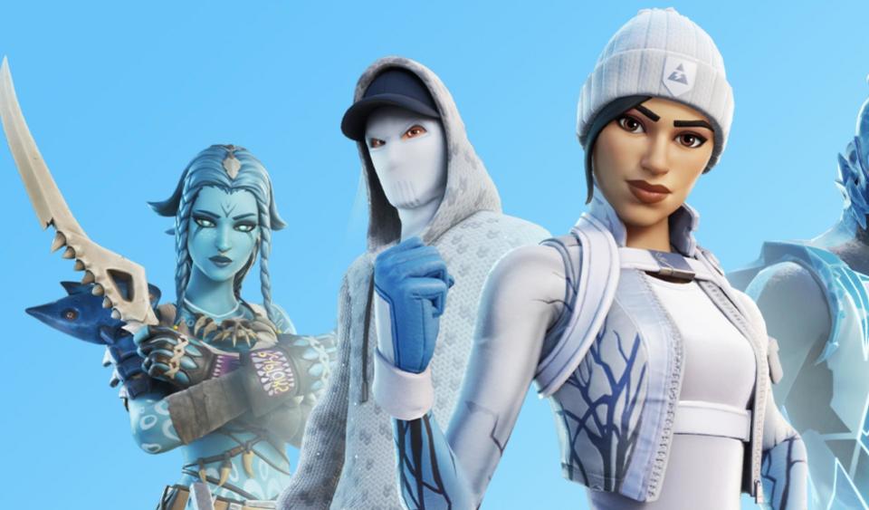 Three winter-themed Fortnite characters