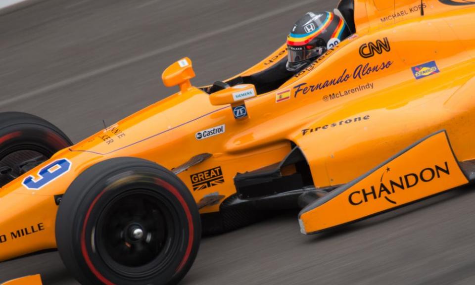 Fernando Alonso during his first test at the Indianapolis Motor Speedway