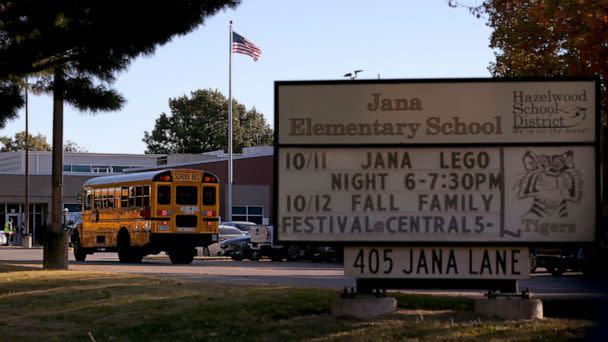 PHOTO: A school bus arrives at Jana Elementary School on Oct. 17, 2022 in Florissant, Mo. Radioactive samples were found at the Hazelwood School District school, according to a recently released report. (Christian Gooden/St. Louis Post-Dispatch via AP)