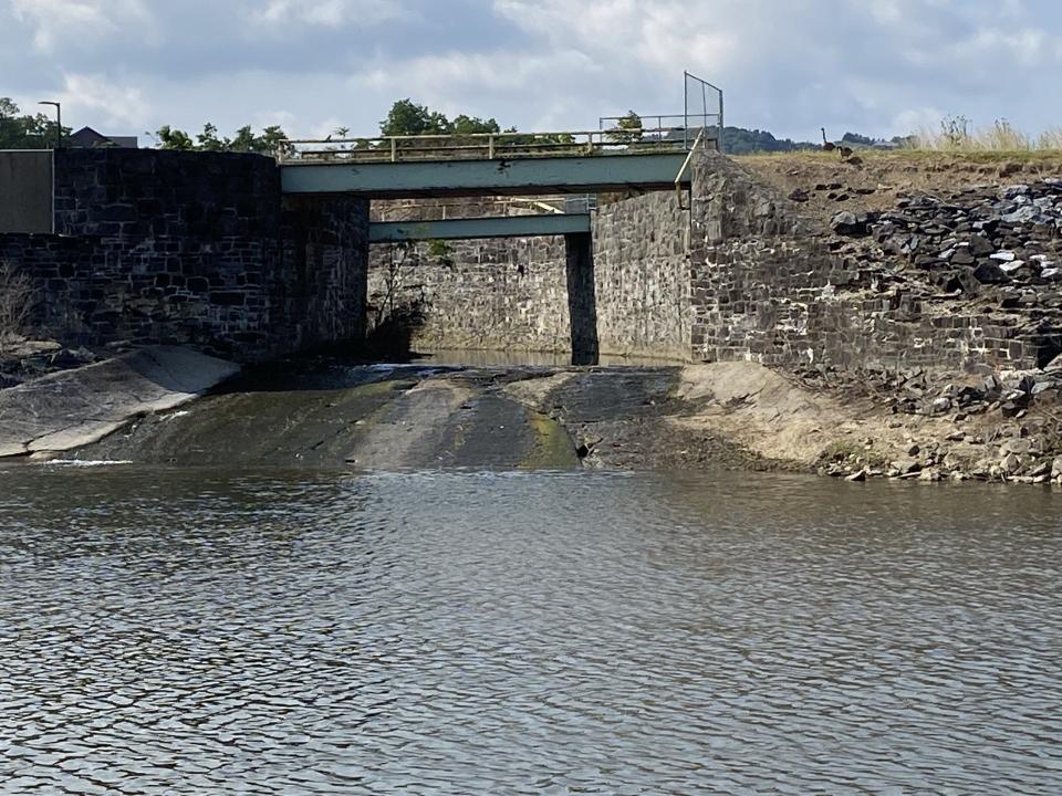 This view of Tyler Run emptying into the Codorus Creek can best be appreciated from this vantage point at creek level on the opposite bank.