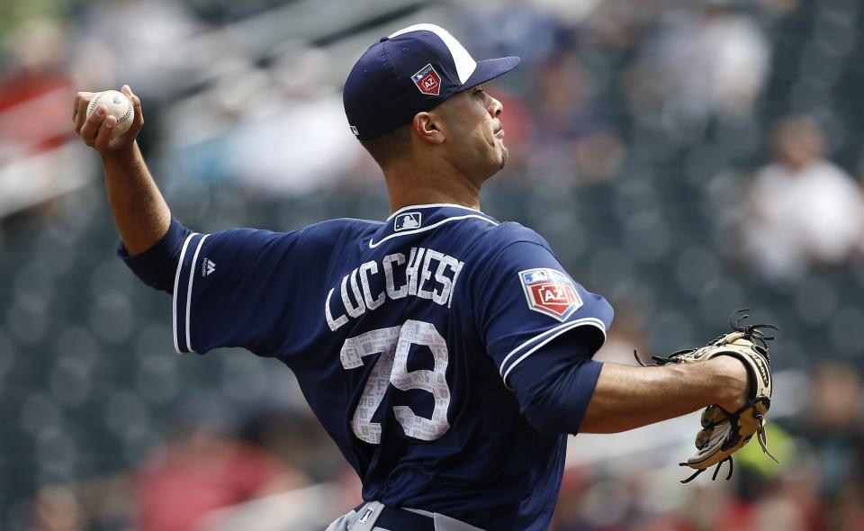 San Diego Padres pitcher Joey Lucchesi had a terrific spring, earning an early look in the big leagues. (AP Photo/Ross D. Franklin)