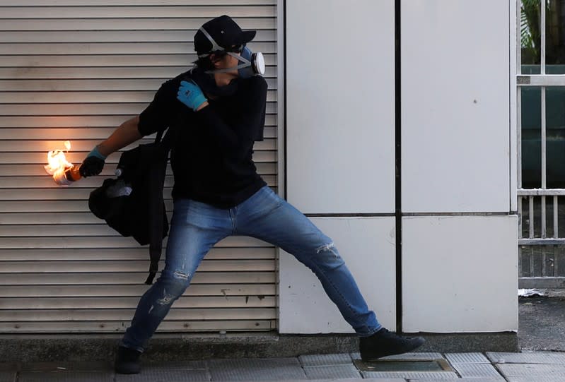 Anti-government demonstrators attend a protest march in Hong Kong