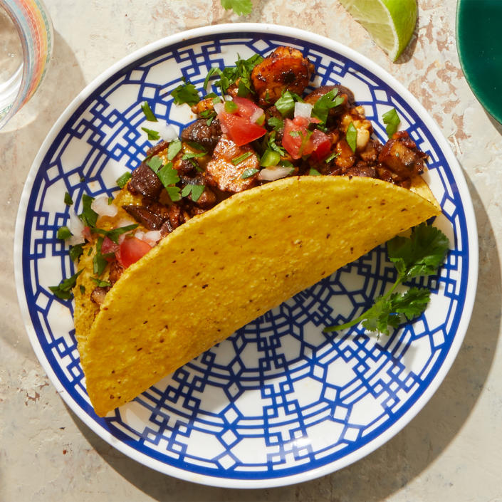 <p>Tempeh is a vegetarian protein that crumbles easily; here it stands in for ground meat in this tempeh taco recipe. <a href="https://www.eatingwell.com/recipe/280180/tempeh-mushroom-tacos/" rel="nofollow noopener" target="_blank" data-ylk="slk:View Recipe" class="link ">View Recipe</a></p>
