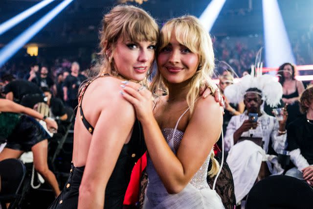 <p>John Shearer/Getty</p> Taylor Swift (left) and Sabrina Carpenter in Sept. 2023