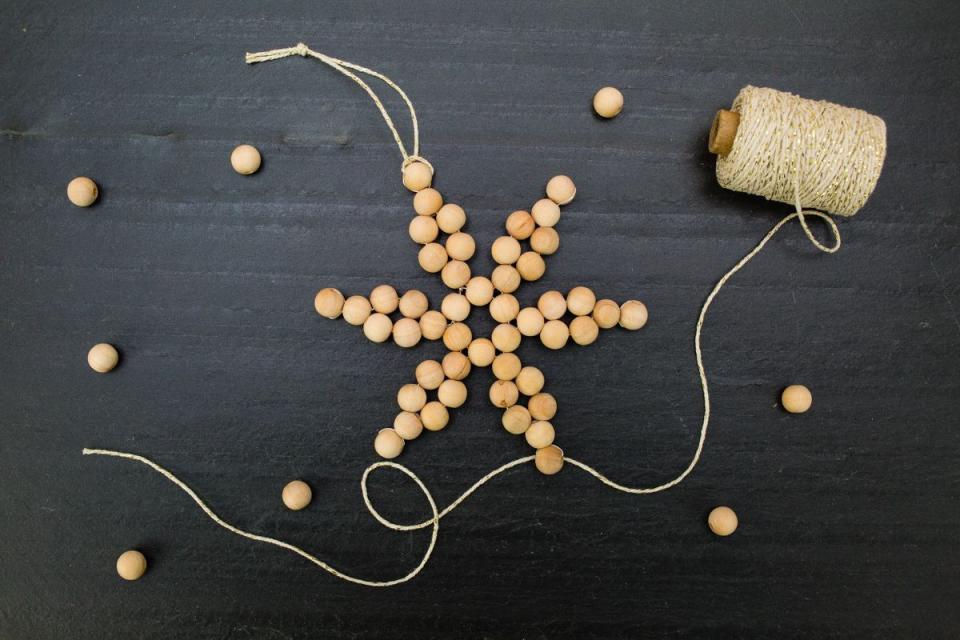 7) Wood Bead Snowflake Ornaments