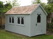 <p> If you&apos;re investing in a new shed rather than updating an existing one, you&apos;re in the lucky position of being able to choose your shed&apos;s architecture. The shape, materials and finishings of your she shed can make a huge difference to how it feels from both the outside and inside.&#xA0; </p> <p> If you&apos;re after more of a country cottage look, a she shed with scalloped detailing and a shingle roof will do the job, as shown by this pretty design. Why not go one step further and surround with garden plants&#xA0;for a picture-perfect look? </p>