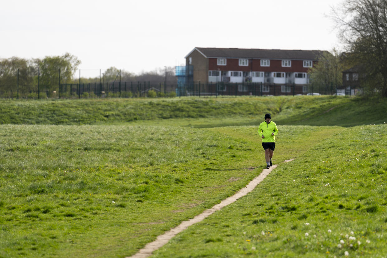 A runner in New Addington, south London, where remains belonging to Sarah Mayhew were found. (PA)