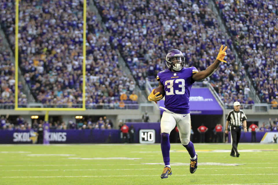 Minnesota Vikings running back Dalvin Cook could be the center of the offense next season. (AP Photo/Andy Clayton-King)