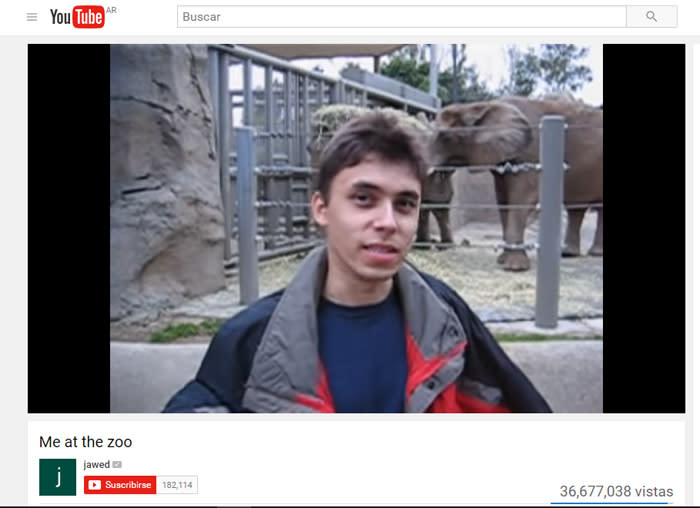Me at the zoo, el primer video subido a YouTube, el 23 de abril de 2005