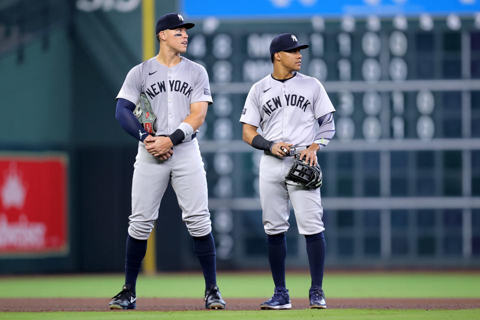 Yankees center fielder Aaron Judge and right fielder Juan Soto hope to lead New York to the postseason.