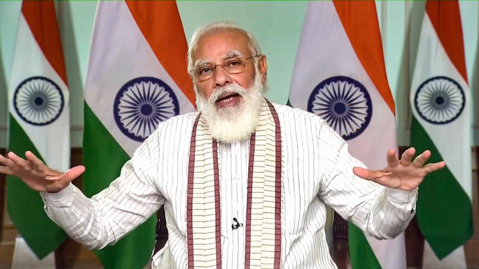 **EDS: SCREENSHOT FROM A VIDEO POSTED BY @narendramodi ON THURSDAY, SEPT. 24, 2020** New Delhi: Prime Minister Narendra Modi virtually launches 'Fit India Age Appropriate Fitness Protocols' during Fit India Dialogue on the first anniversary of Fit India Movement, in New Delhi. (PTI Photo)(PTI24-09-2020_000049B)