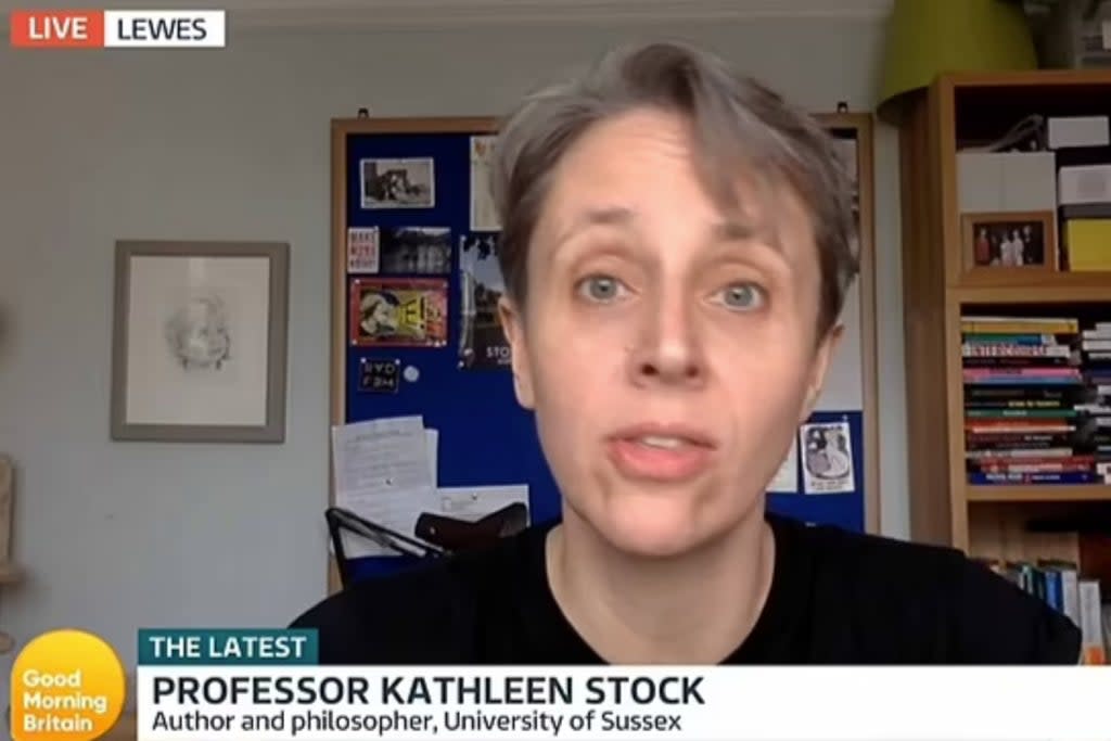 Kathleen Stock, pictured, rejects claims that her comments were transphobic  (GMB)