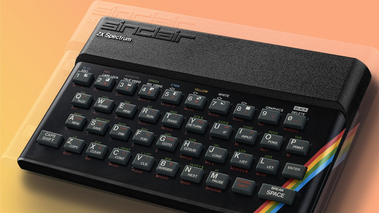  The ZX Spectrum with a colourful background. 