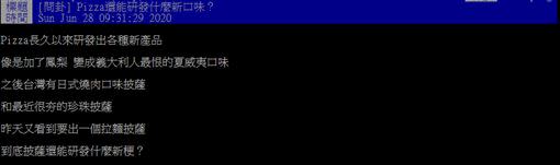 網友貼文發問「披薩還能研發什麼新口味？」（圖／翻攝自PTT）