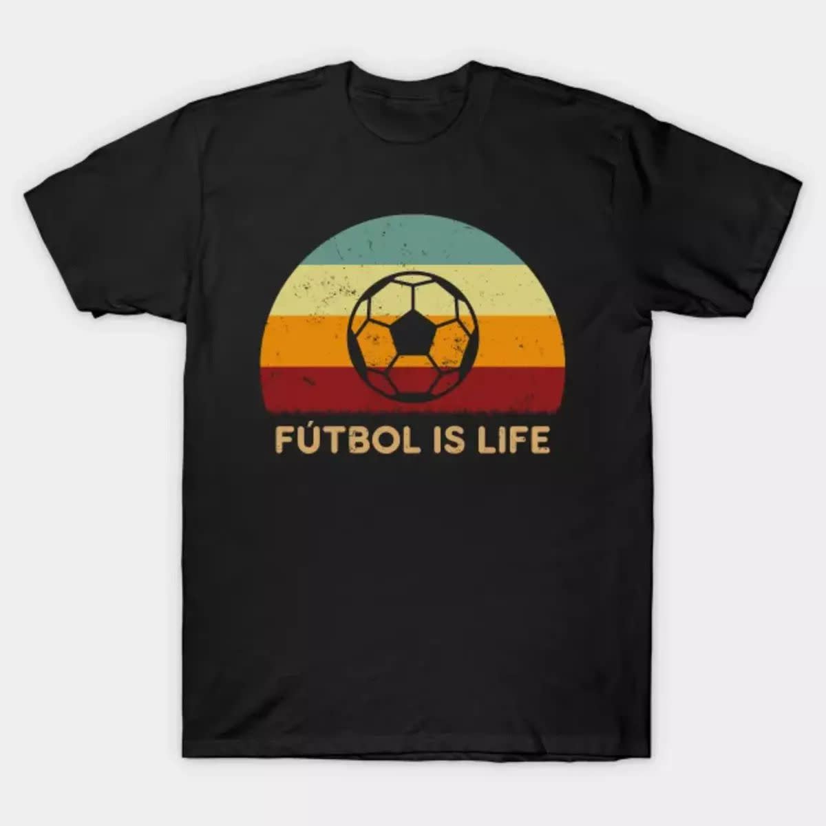 Retro Sunset Futbol Is Life T-Shirt