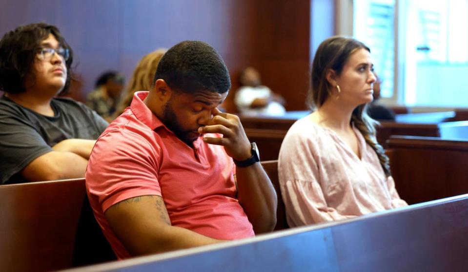 Kevin Spruill awaits a dismissal in his case in the gallery of a Wake County courtroom Aug. 24, months after he was detained twice on a warrant that should have been recalled in the state’s electronic court system.
