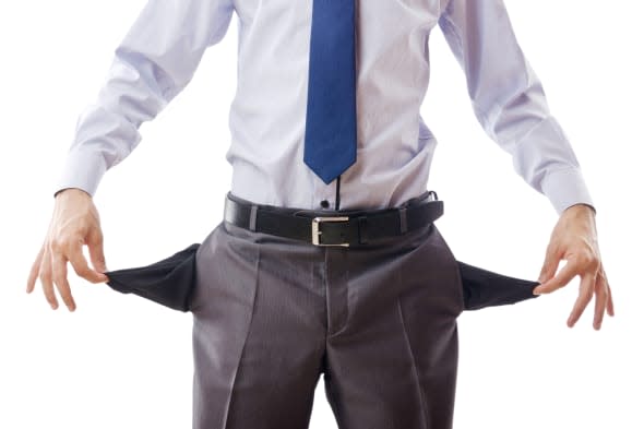 businessman with empty pockets