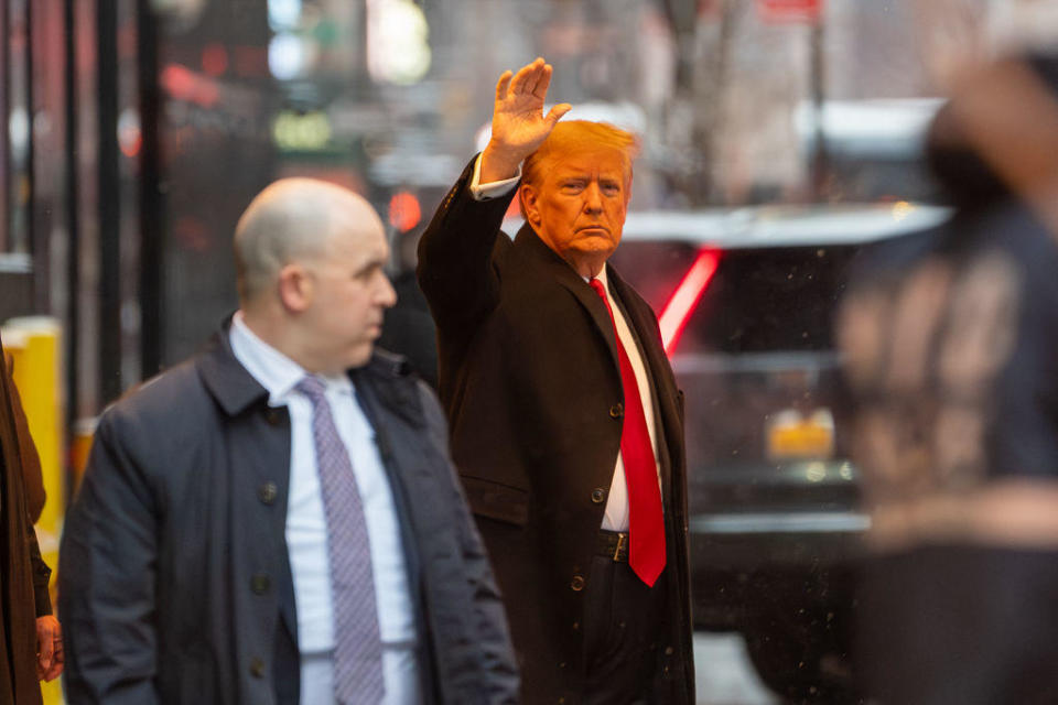 Former President Donald Trump departs Trump Tower in New York on Tuesday, Jan. 16, 2024. / Credit: David Dee Delgado/Bloomberg via Getty Images