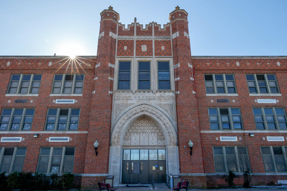 The front of Capitol Hill High School is pictured Jan. 16 in Oklahoma City.