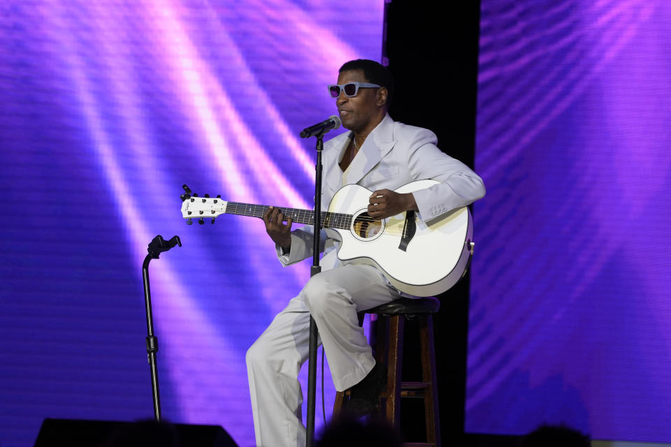 Babyface performs onstage at the 2024 Recording Academy Honors presented by The Black Music Collective in Los Angeles Thursday, Feb. 1, 2024. (AP Photo/Damian Dovarganes)