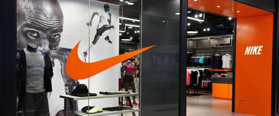 Nike store front in shopping mall.