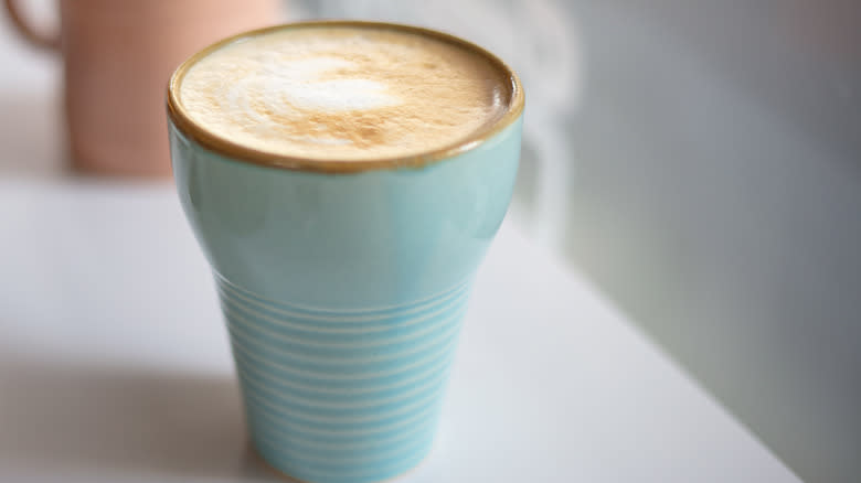 Coffee in blue cup