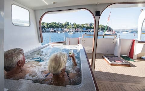 Hot tub on board Hebrides Cruises' Emma Jane