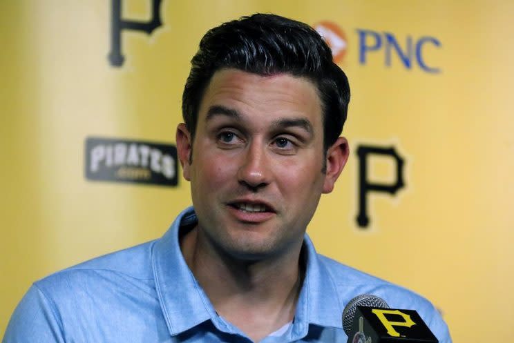 Major League umpire John Tumpane discusses the rescue of a woman who was attempting to jump of the Roberto Clemente Bridge. (AP)