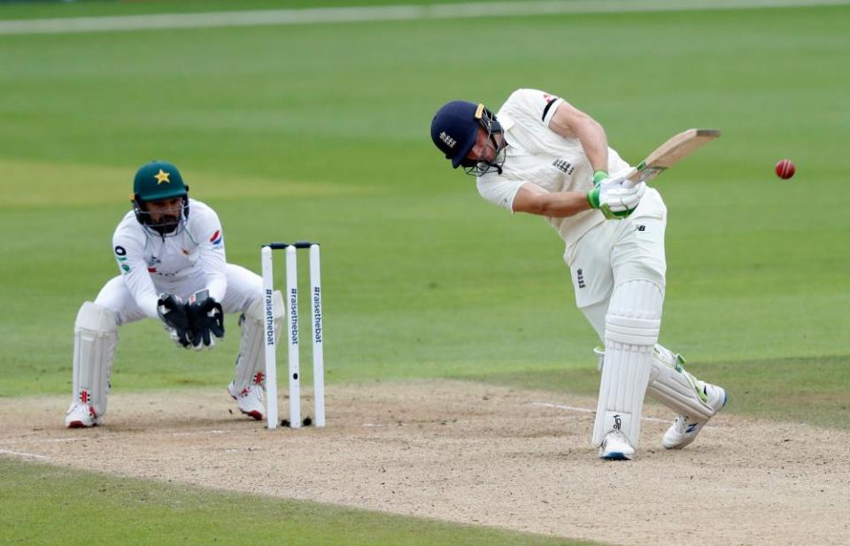 England’s Jos Buttler hits out on his way to an unbeaten half century