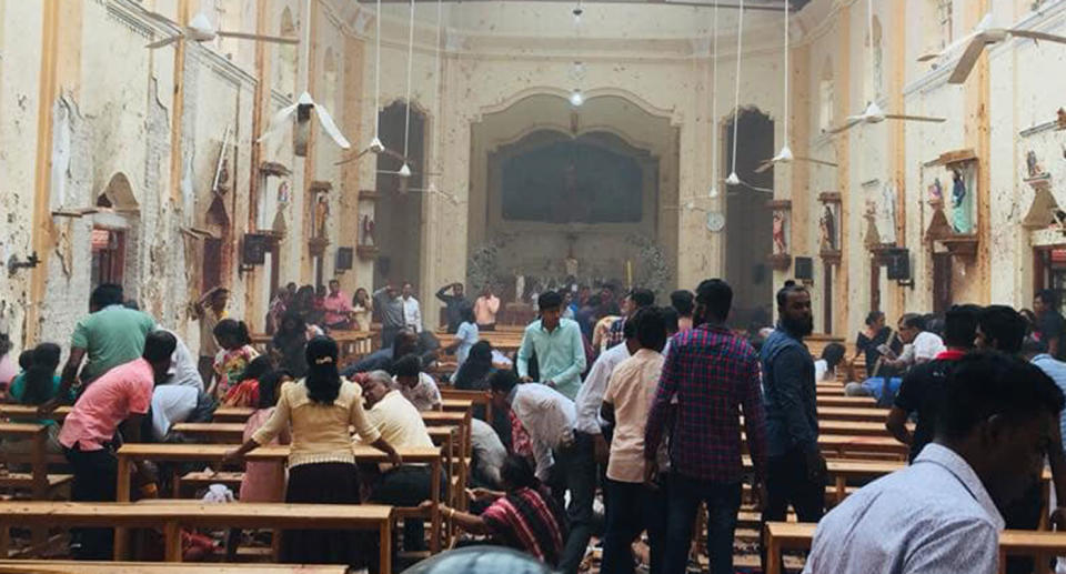 Inside St Sebastian's Church after the blast. Source: Facebook/ St Sebastian's Church