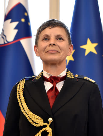 Major General Alenka Ermenc, newly appointed as chief of the Slovenian Army, looks on in Ljubljana, Slovenia, November 23, 2018. REUTERS/Stringer