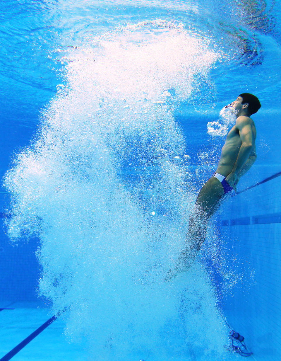 LONDON, ENGLAND - JULY 30: Nicholas McCrory from the United States during warm-ups on Day 3 of the London 2012 Olympic Games at the Aquatics Centre on July 30, 2012 in London, England. (Photo by Clive Rose/Getty Images)