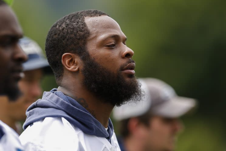 Michael Bennett is seeking a pay raise from the Seattle Seahawks. (AP) 