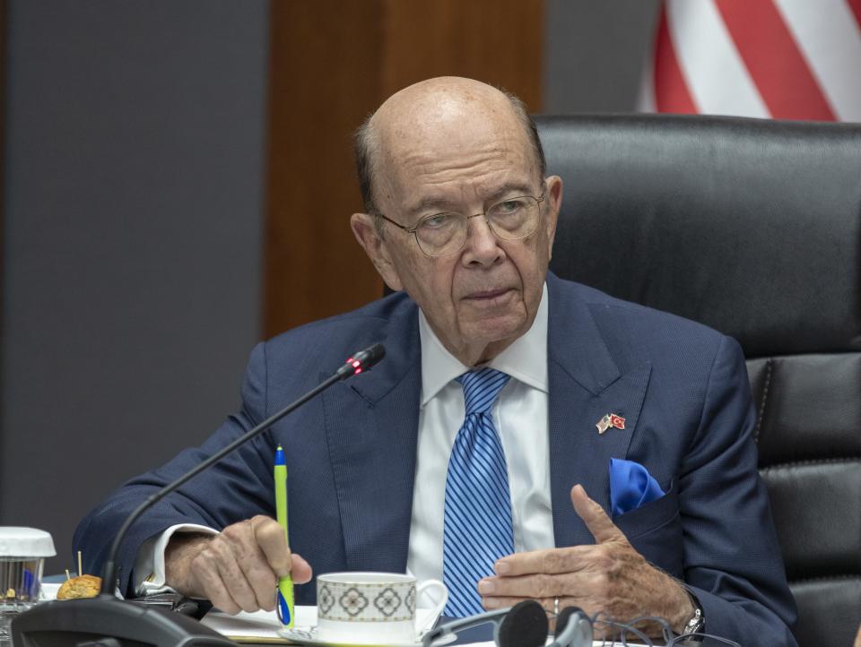 United States Secretary of Commerce Wilbur Ross and Turkish Trade Minister Ruhsar Pekcan (not seen) hold joint press conference in Ankara, Turkey on Sept. 10, 2019. (Photo: Fatih Kurt/Anadolu Agency via Getty Images)