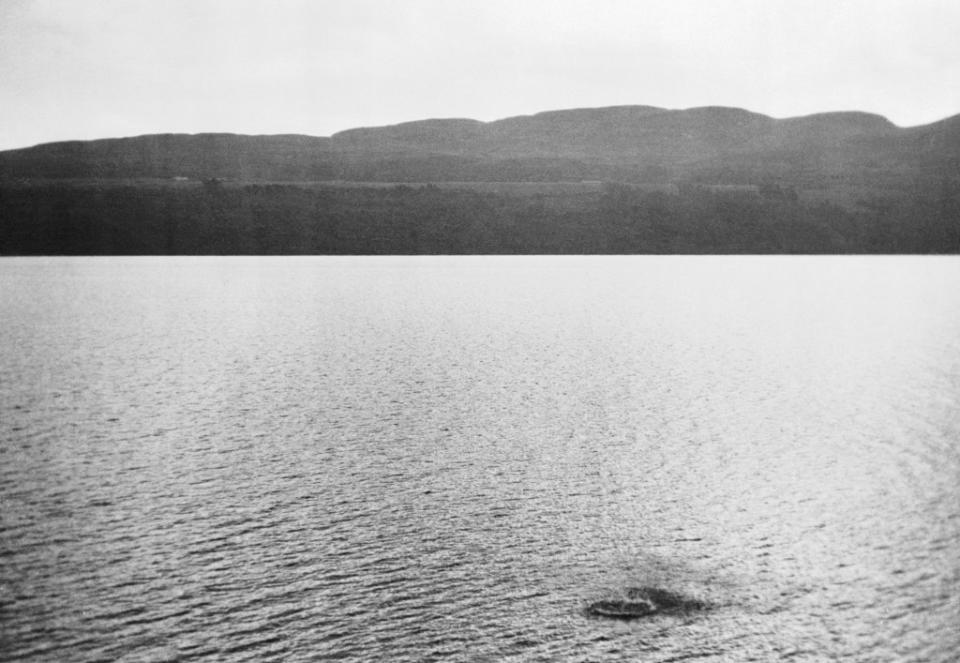 A supposed sighting of the Loch Ness Monster. Bettmann Archive