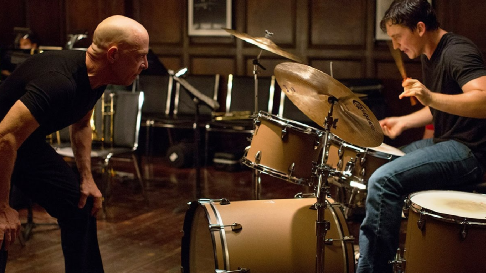 J.K. Simmons and Miles Teller in Whiplash, another Damien Chazelle film.