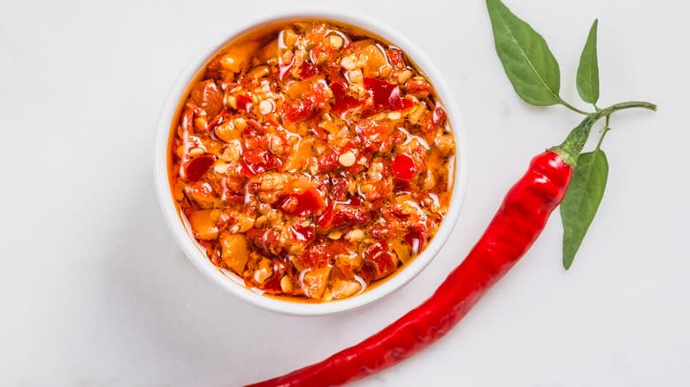 Chili paste in a bowl