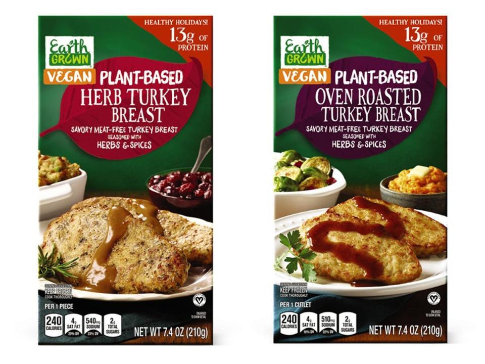 green packages of Aldi's vegan turkey breast