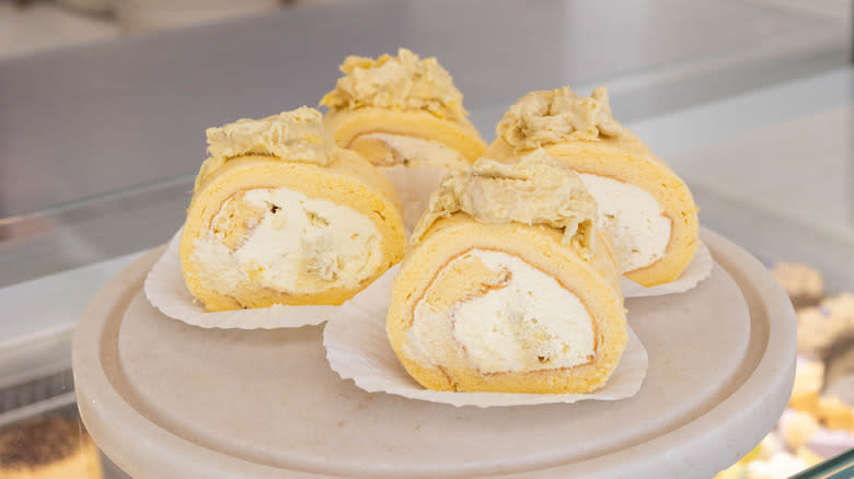 Four durian Swiss rolls