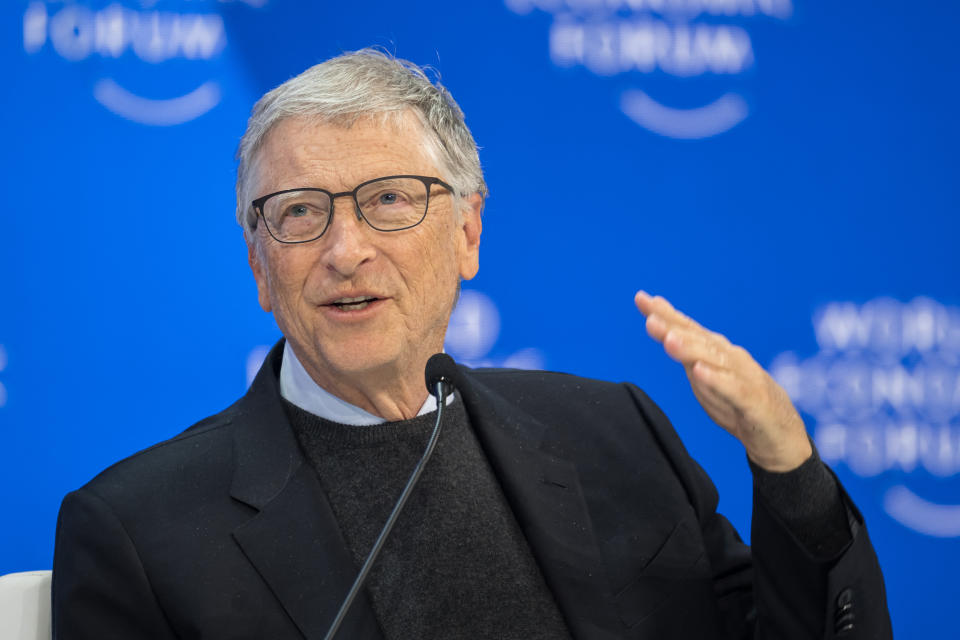 Microsoft co-founder Bill Gates attends a session at the World Economic Forum (WEF) conference in Davos, January 17, 2024 (Photo by Fabrice COFFRINI/AFP) (Photo by Fabrice COFFRINI/AFP) , Getty Images)