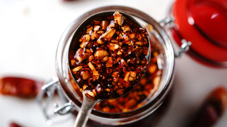 Chili oil in jar