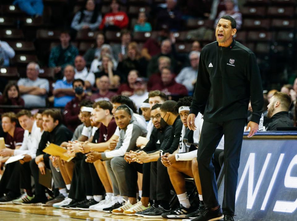 Missouri State Bears Head Coach Dana Ford as the Bears took on the Indiana State Sycamores at JQH Arena on Tuesday, Feb. 15, 2022. 