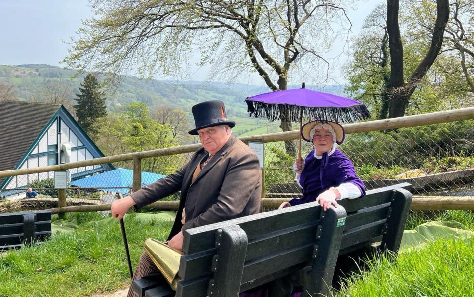 People in Victorian dress at the Heights of Abraham