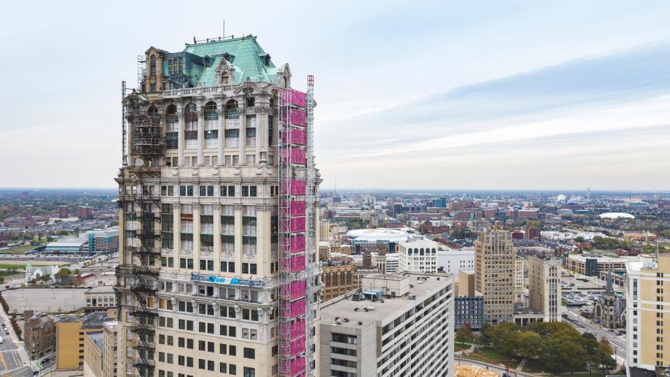 The exterior of the Book Tower in Detroit.