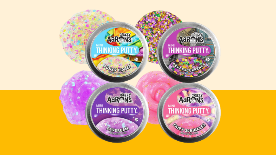 A festive four-pack of Crazy Aaron's Thinking Putty