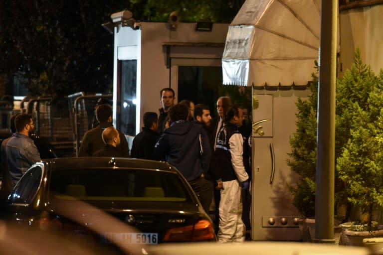 Turkish police and other officials enter Saudi Arabia's consulate in Istanbul to search the premises in the investigation over missing Saudi journalist Jamal Khashoggi