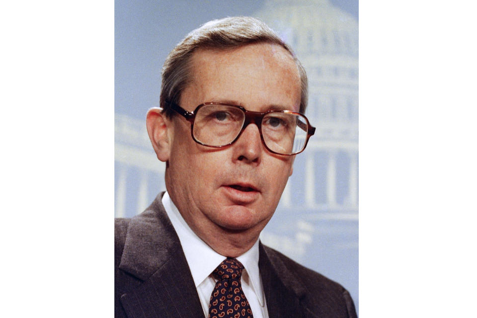 FILE - This is an undated photo of Associated Press Washington reporter Larry Knutson. Knutson, a longtime Associated Press writer whose deep knowledge of the presidency, Congress and American history made him an institution in his own right, has died Saturday, Dec. 16. 2023. He was 87. (AP Photo, File)