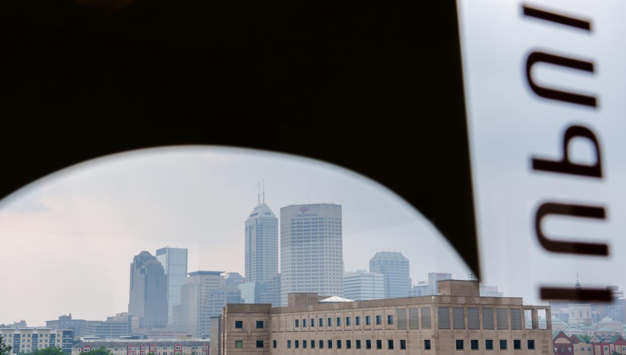 A view of Indianapolis from the Gateway Parking Garage on Tuesday, June 27, 2023, on the IUPUI campus. The garage sits on the corner of North Blackford and West Michigan Streets, an area that is expected to see more development in coming years.