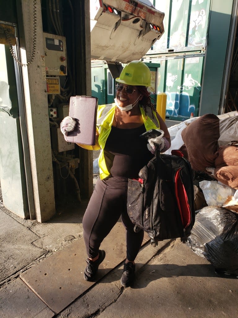 This woman was lucky enough to find her laptop that had accidentally ended up in the garbage. DSNY